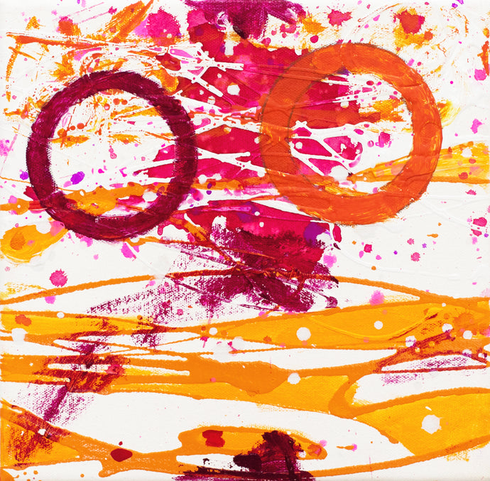 J. Steven Manolis, Flamingo 10.10.06, 2020, acrylic and latex painting on canvas, 10 x 10 inches, Flamingo Art, Abstract expressionism art for sale at Manolis Projects Art Gallery, Miami, Fl