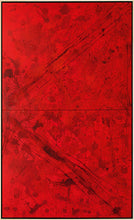 Load image into Gallery viewer, J. Steven Manolis, REDWORLD Feminine, 2016, Acrylic and Latex Enamel on Canvas, 120 x 72 inches, Red Abstract Art, Large Framed Wall Art for sale at Manolis Projects Art Gallery, Miami, Fl