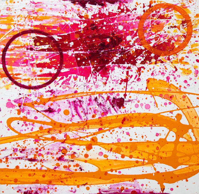 J. Steven Manolis, Flamingo 24.24.02, 2020, Acrylic painting on canvas, 24 x 24 inches, Flamingo Art, Abstract expressionism art for sale at Manolis Projects Art Gallery, Miami, Fl