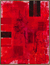 Load image into Gallery viewer, J. Steven Manolis, REDWORLD 2019.02 Framed, acrylic and latex enamel on canvas, 48 x 36 inches, Red and Black Abstract, Large Framed wall art for sale at Manolis Projects Art Gallery, Miami, Fl
