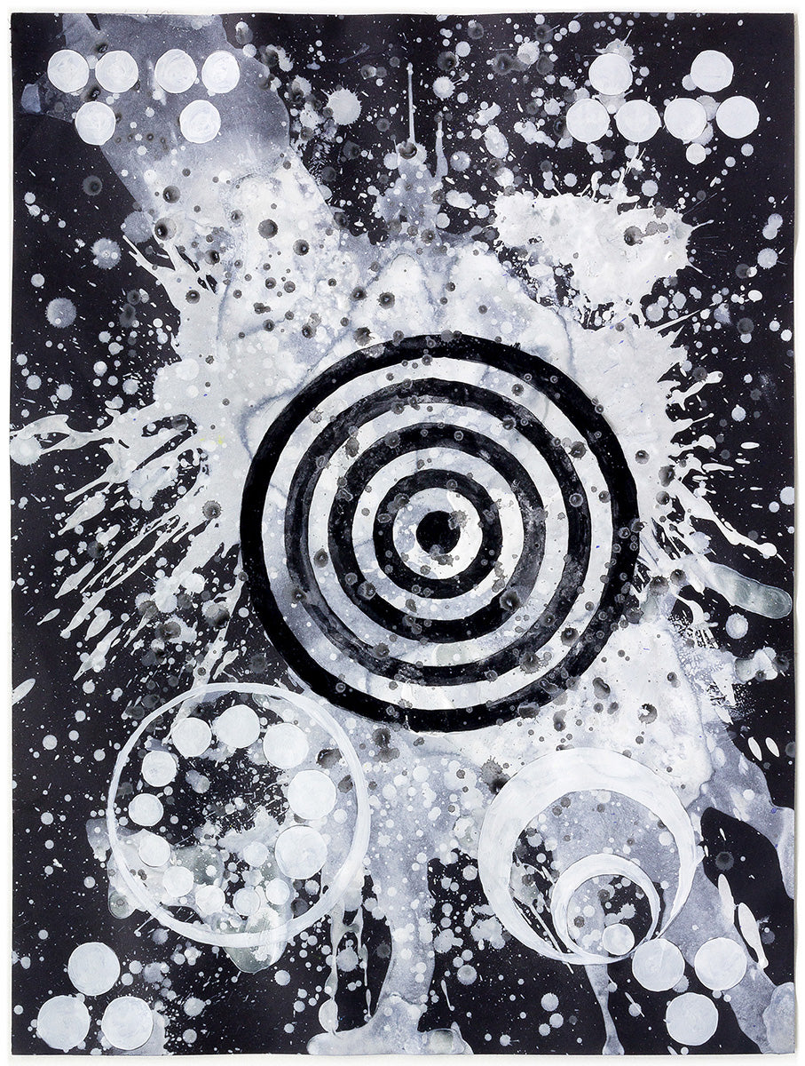 J. Steven Manolis, Tolerance, 2015.16, 2015, Watercolor and Gouache on paper, 24 x 18 inches, Black and White Abstract painting, Abstract expressionism art for sale at Manolis Projects Art Gallery, Miami, Fl