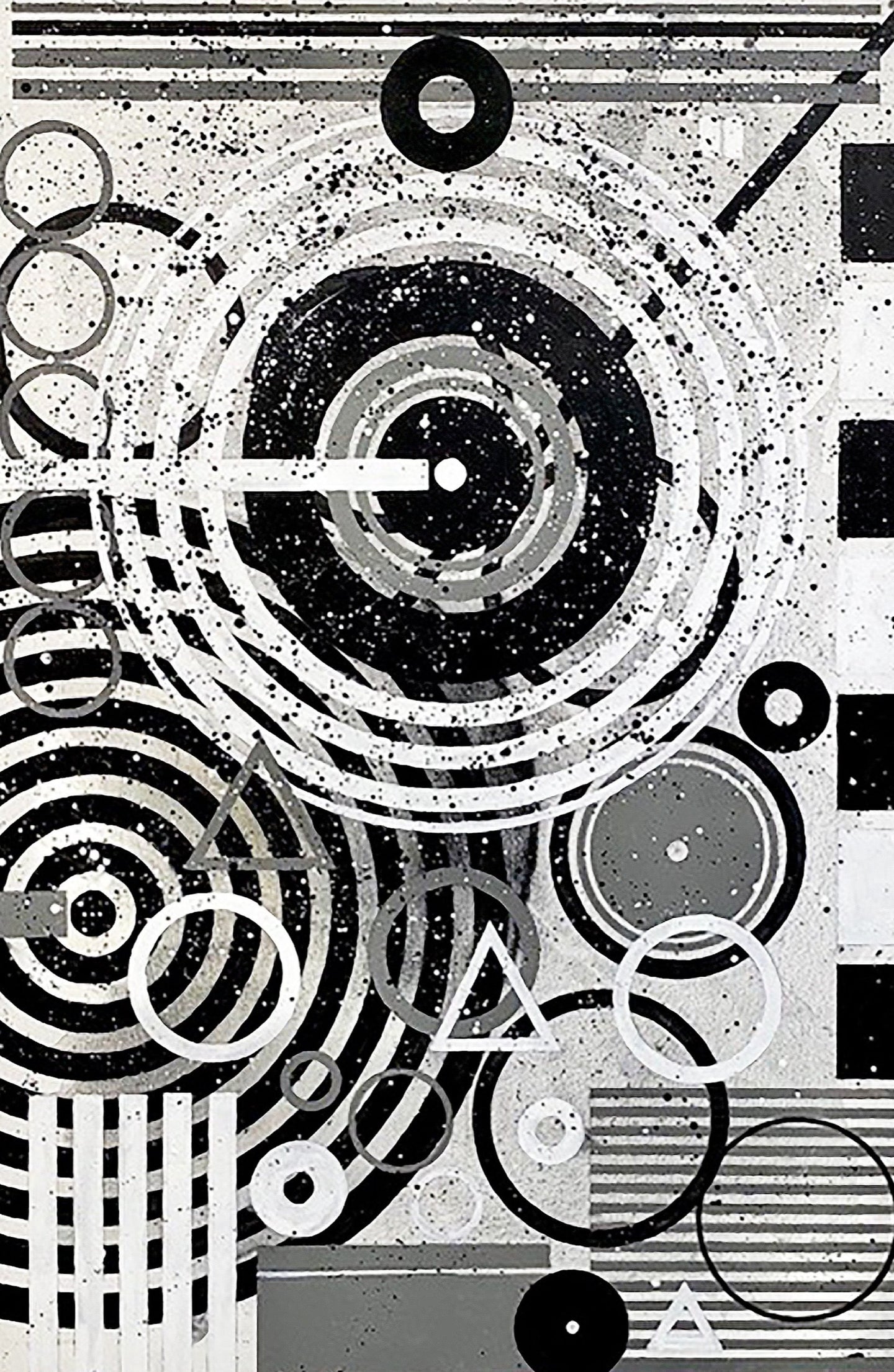 j. steven manolis, Black & White (Concentric) 2020, 72 x 48 inches, Acrylic on Canvas, Large Black and White Wall Art, Abstract expressionism art for sale at Manolis Projects Art Gallery, Miami, Fl