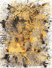 Load image into Gallery viewer, J. Steven Manolis, Metallica (Gold, Black &amp; White) 2, 2021, Watercolor and Acrylic on paper, 30 x 22 inches, metallic watercolor wall art
