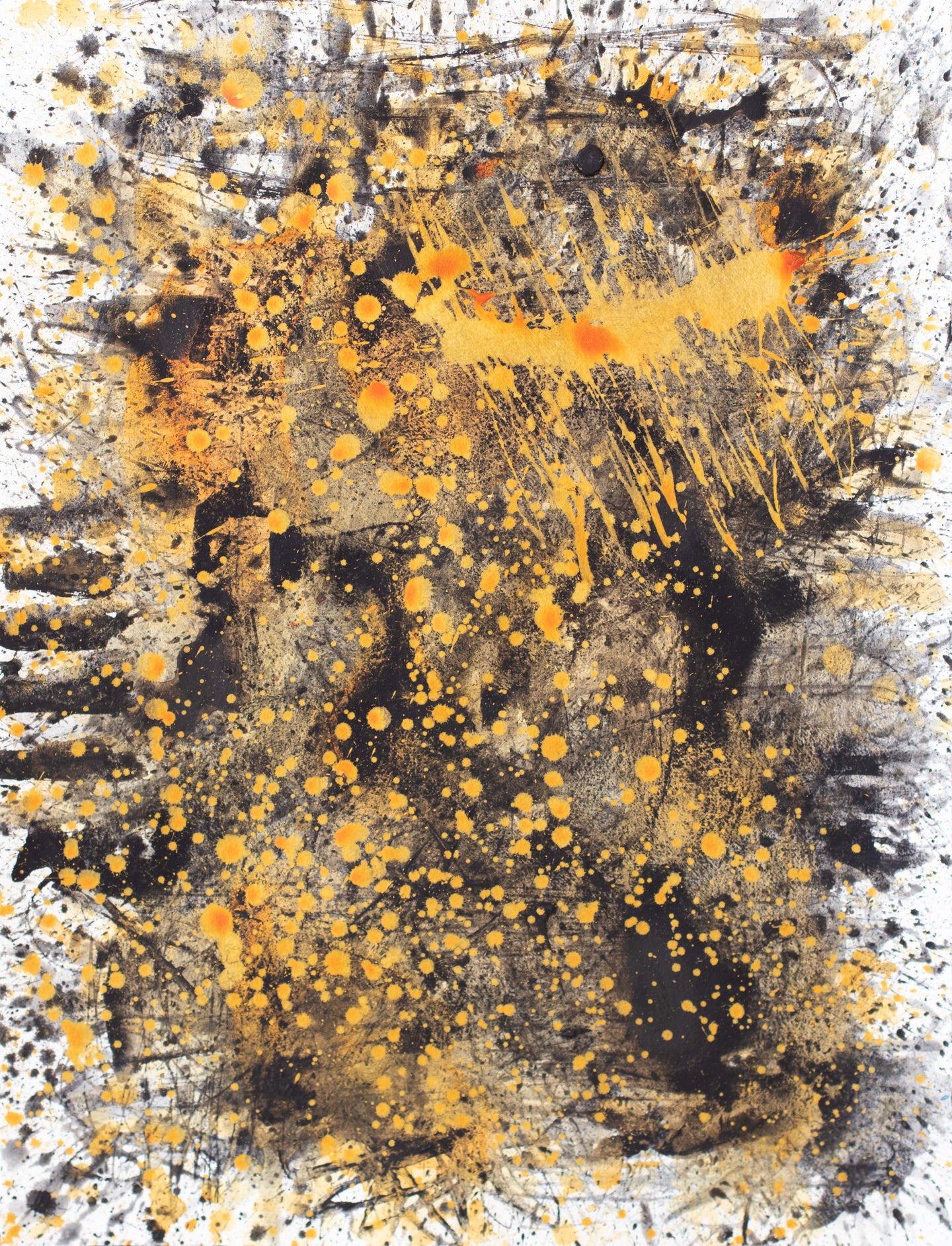 J. Steven Manolis, Metallica (Gold, Black & White) 3, 2021, Watercolor and Acrylic on paper, 30 x 22 inches, metallic watercolor wall art