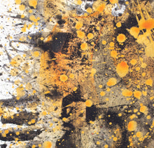 Load image into Gallery viewer, J. Steven Manolis, Metallica (Gold, Black &amp; White) 3, 2021, Watercolor and Acrylic on paper, 30 x 22 inches, metallic watercolor wall art, detail image
