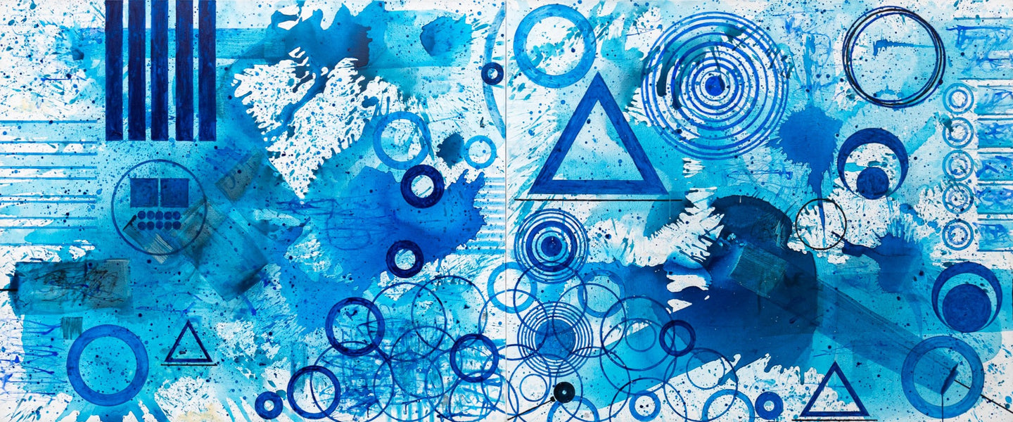 J. Steven Manolis, Splash, 2020, Acrylic painting on canvas, 60 x 144 inches, $135,000, Blue abstract art