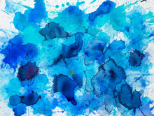 Load image into Gallery viewer, J. Steven Manolis, Splash (Key West), 12.18.14, 2016, Watercolor and Acrylic on paper, 12 x 18 inches, Blue abstract expressionism watercolor art
