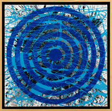 Load image into Gallery viewer, J. Steven Manolis, Blue Concentric 24.24.01, Framed, 2020, acrylic painting on canvas, 24 x 24 inches, geometric abstraction, Large Framed wall art for sale at Manolis Projects Art Gallery, Miami, Fl
