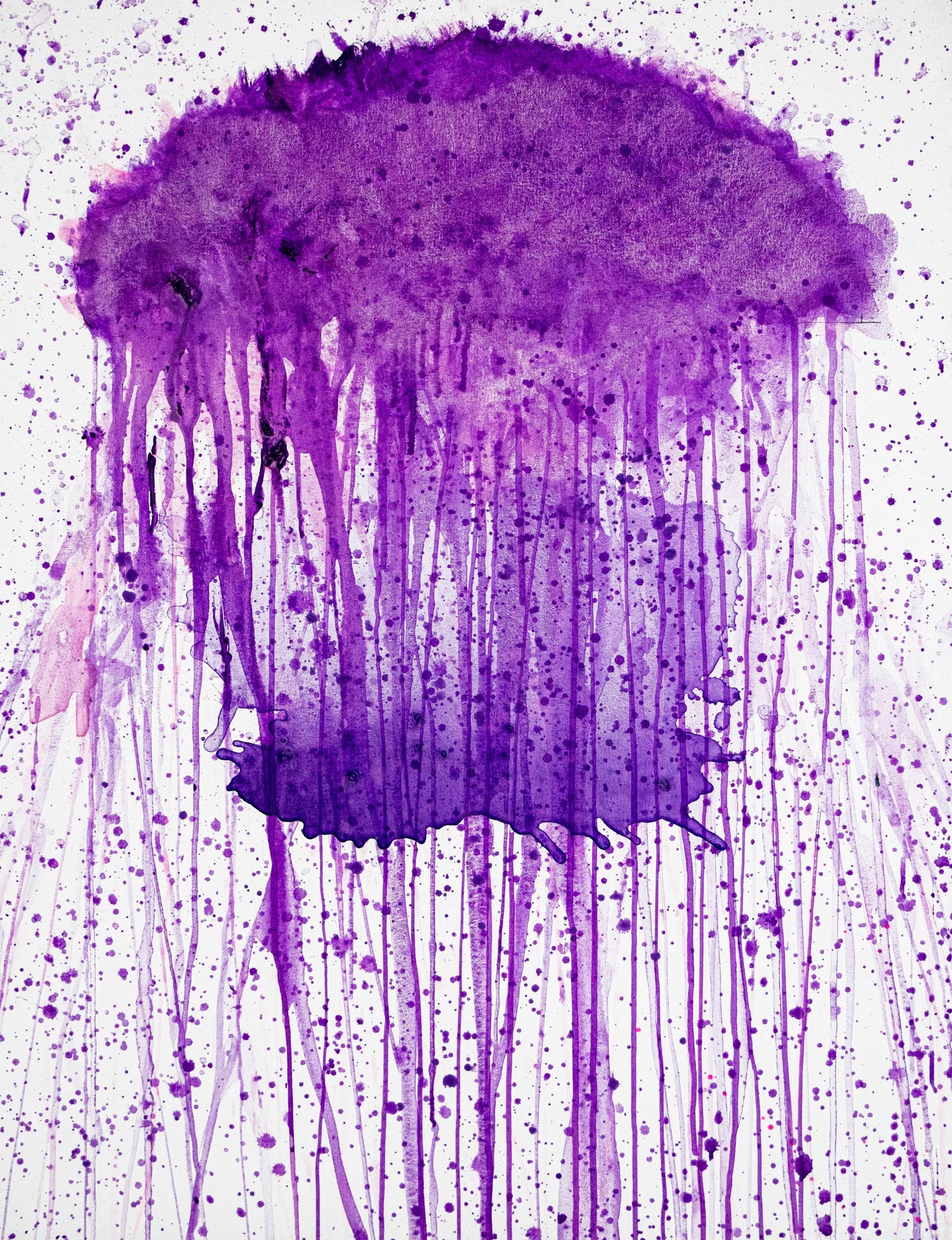 J. Steven Manolis,  Jellyfish (Violet), 2020, 40 x 30 inches, Acrylic painting on Canvas, Acrylic Jellyfish painting, Abstract expressionism art for sale at Manolis Projects Art Gallery, Miami, Fl