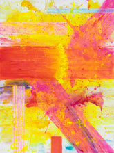 Load image into Gallery viewer, J. Steven Manolis, Palm Beach Light Sunrise without Symbology, Acrylic on canvas, 2019, 48 x 36 inches, pink, yellow, orange, Gestural Abstraction, Abstract expressionism art for sale at Manolis Projects Art Gallery, Miami, Fl

