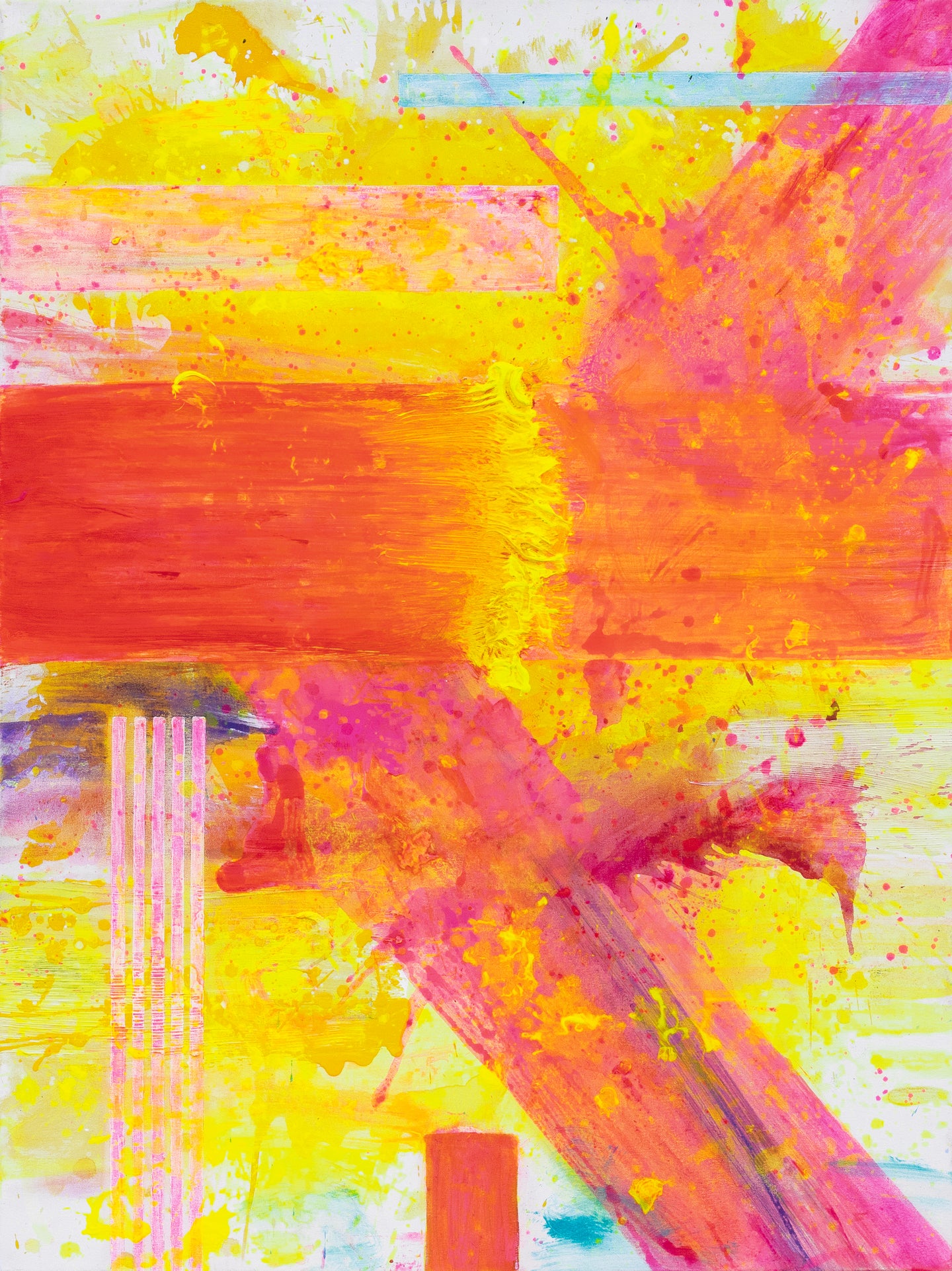 J. Steven Manolis, Palm Beach Light Sunrise without Symbology, Acrylic on canvas, 2019, 48 x 36 inches, pink, yellow, orange, Gestural Abstraction, Abstract expressionism art for sale at Manolis Projects Art Gallery, Miami, Fl