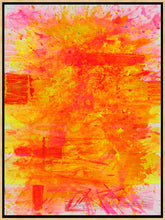 Load image into Gallery viewer, j. Steven Manolis, Palm Beach Light (Sunrise) Framed, 2019, Acrylic painting on canvas, 40 x 30 inches, pink, yellow, orange, gestural Abstraction, Framed Abstract art for sale at Manolis Projects Art Gallery, Miami, Fl
