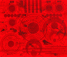 Load image into Gallery viewer, J. Steven Manolis, REDWORLD Glaze (Self Portrait), 60.96.01, Acrylic and Latex Enamel with Glaze finish on canvas, 60 x 96 inches, Red Abstract Art, Large Abstract Wall Art for sale at Manolis Projects Art Gallery, Miami, Fl
