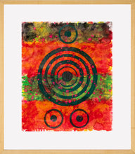 Load image into Gallery viewer, J. Steven Manolis, REDWORLD Concentric 2016.01 Framed, 17 x14 inch, Watercolor, Goauche &amp; Acrylic on Arches Paper, Red Abstract Painting, framed Abstract wall art for sale at Manolis Projects Art Gallery, Miami, Fl
