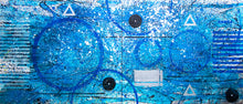 Load image into Gallery viewer, J. Steven Manolis, Splash (concentric) painting, 2020, 60 x 144 inches, Acrylic and Latex painting on Canvas, Extra large Wall Art, Blue Abstract Art for sale at Manolis Projects Art Gallery, Miami, Fl
