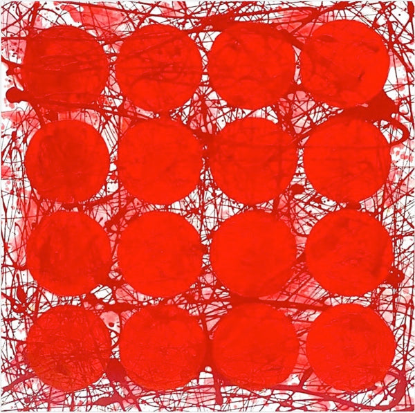 J. Steven Manolis, REDWORLD (Ferrari), 2020, Acrylic and Latex enamel on canvas, 24 x 24 inches, Red Abstract Painting, Abstract expressionism art for sale