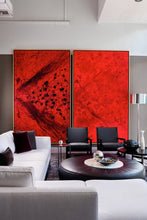 Load image into Gallery viewer, Redworld Masculine and Feminine Large Scale Abstract art diptych installation
