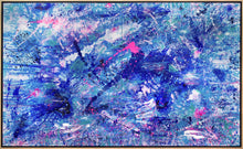 Load image into Gallery viewer, J. Steven Manolis, Splash (Pink Sands) Framed, 2016, 72 x 120 inches, Acrylic paintings on canvas, Blue abstract Art, Large Framed Wall Art for sale at Manolis Projects Art Gallery, Miami, Fl
