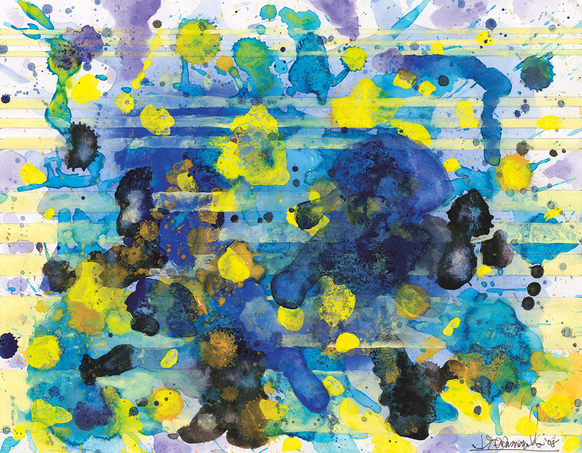 j. Steven Manolis, Water Rhapsody: Sun & Water (RJ's Southampton Beach), 2008, watercolor painting on paper, Abstract Water Art, Abstract Expressionism art for sale at Manolis Projects Art Gallery, Miami, Fl
